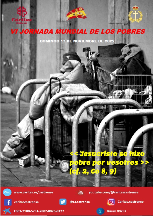 Cartel Jornada Mundial de los Pobres 2022 Cáritas Castrense